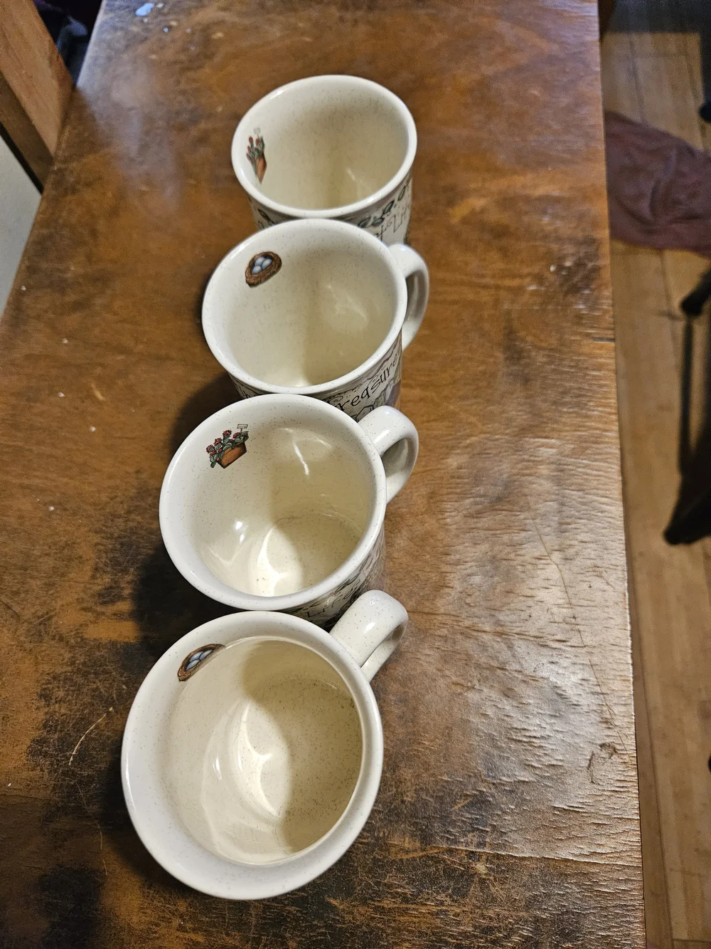 VTG Joy Marie Heimsoth Garden Pleasures Mug Set 4 Papel Giftware Cottage Garden